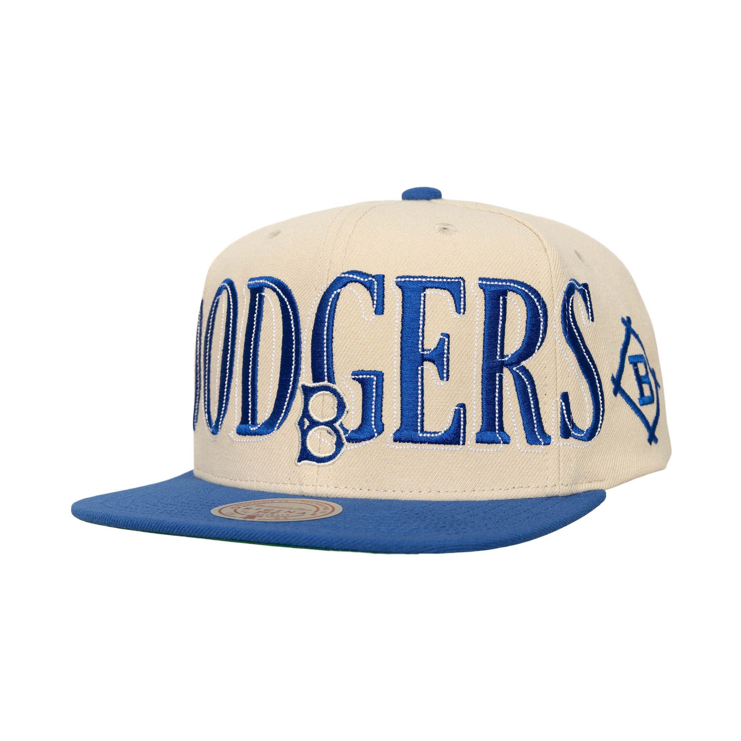 Mitchell & Ness Los Angeles Dodgers Across Board Snapback Hat - Cream - CREAM